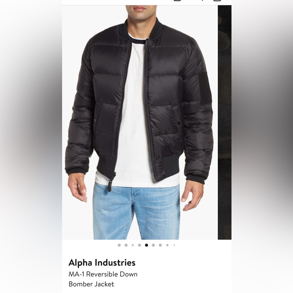 Alpha Industries MA-1 Reversible Down Bomber Jacket - Black